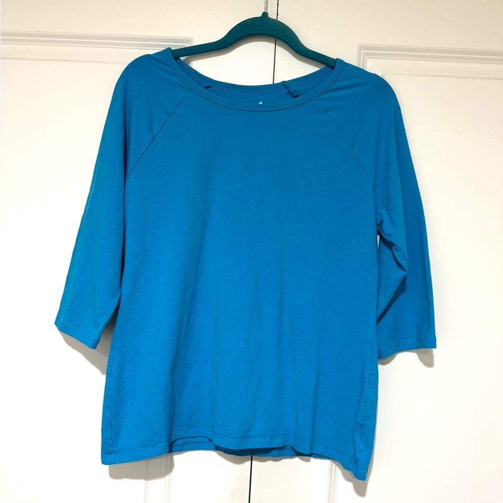 Hanes Women's Long Sleeve Tee in Bright Teal Blue